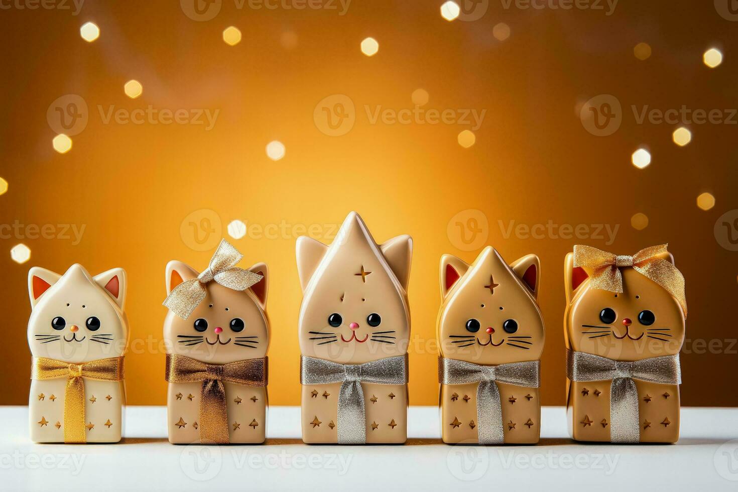 Cat specific minimalist style Christmas gifts isolated on a gradient background photo
