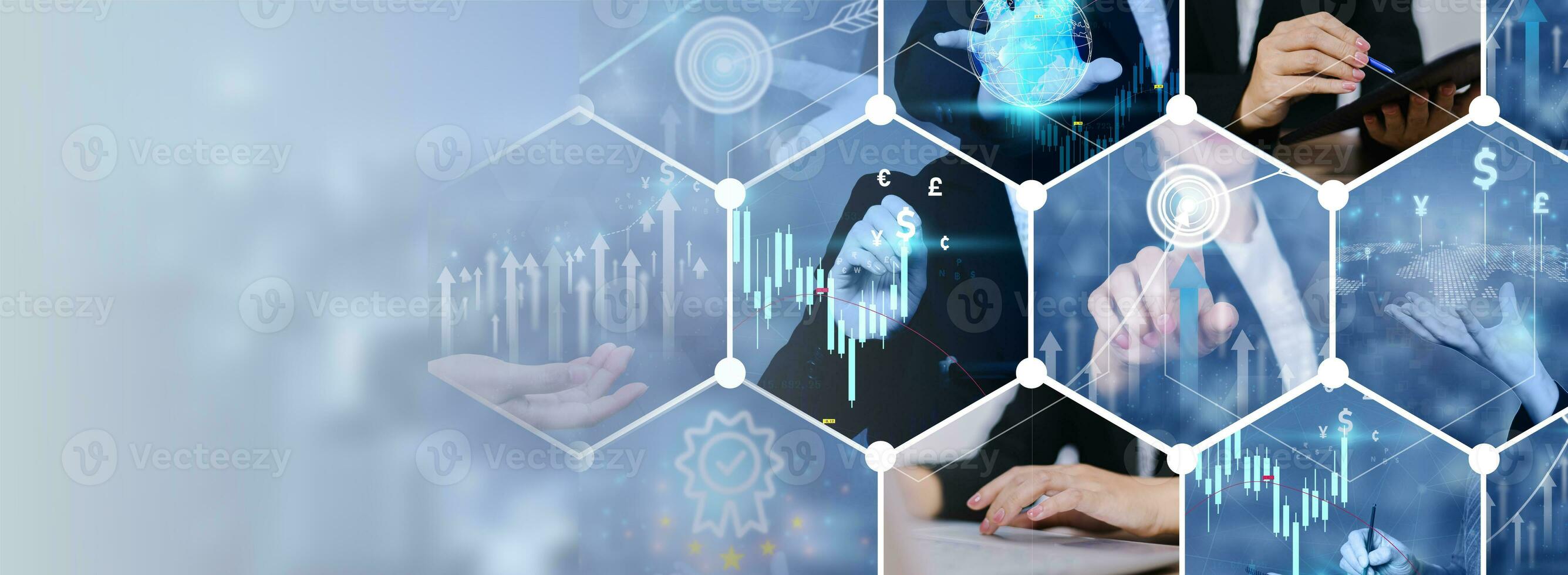 Economy and growth on global business network, Business strategy and Digital marketing. Data analysis of financial and banking, Teamwork and partnership, Technology and data connection worldwide. photo