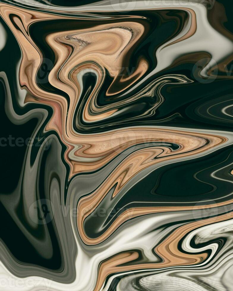 Abstract, layered composition of curving lines and shapes in shades of black, white, and brown, A sense of depth, movement, and energy photo