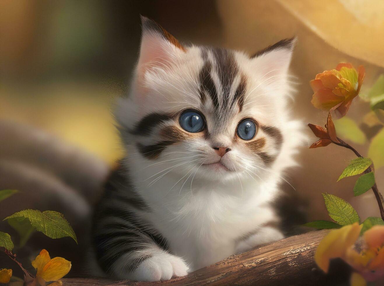 A close up of a cat with a blurry background - Ai Generative photo