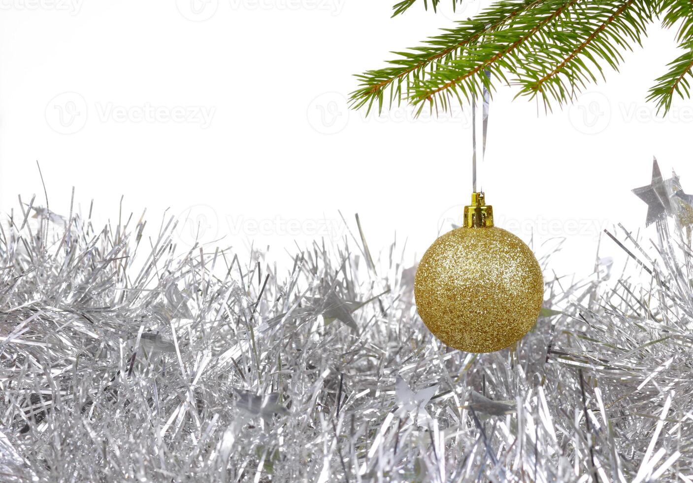 Christmas background with golden decor ball photo