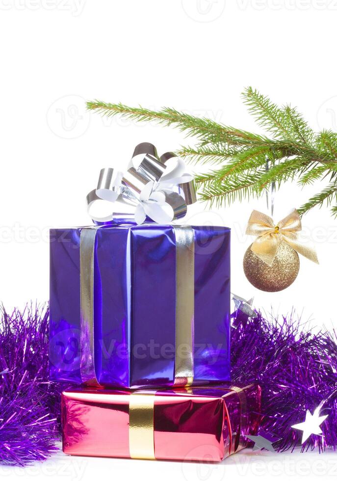 varicolored boxes with christmas gifts photo