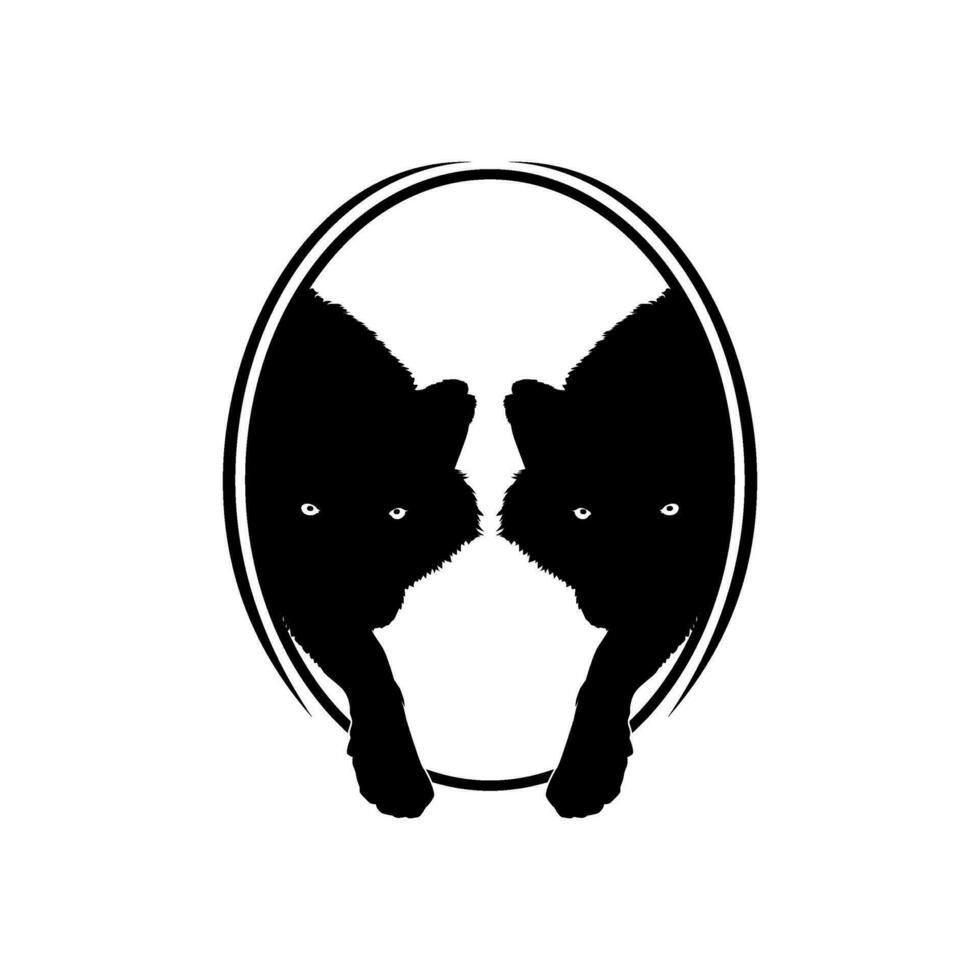 silueta de el lobo surgir desde el circulo agujero para logo tipo. vector ilustración