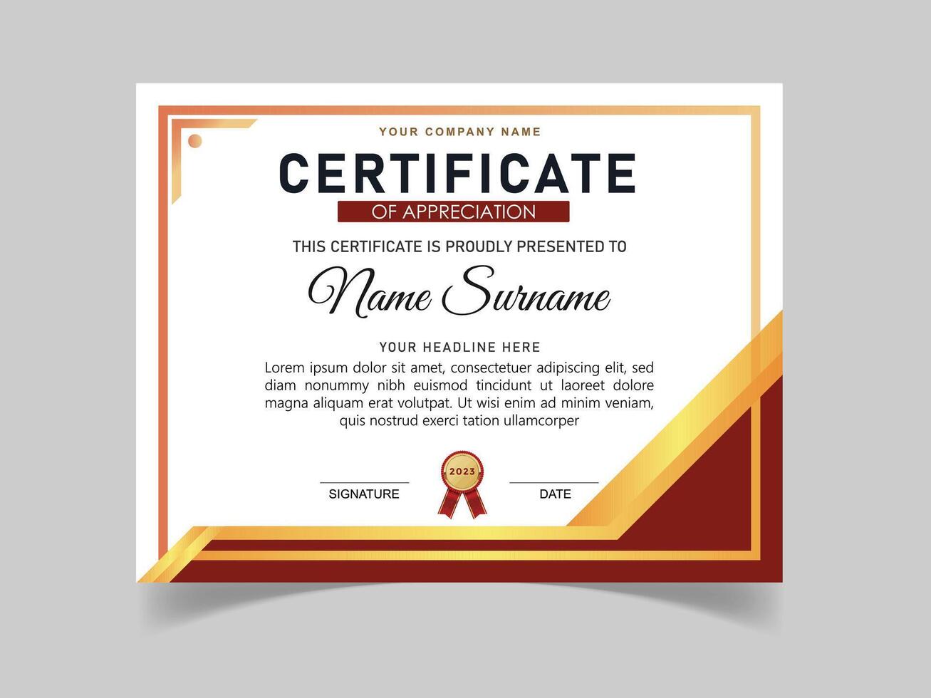 Vector modern certificate of achievement and appreciation template design