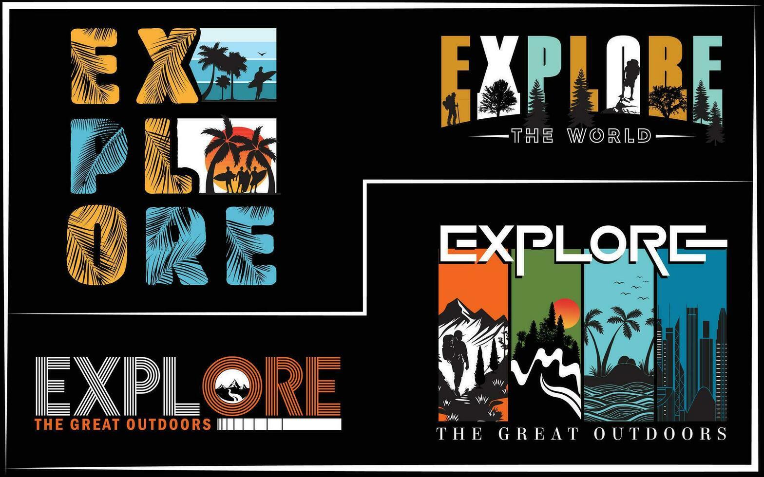 Free vector explore the world travel lettering.