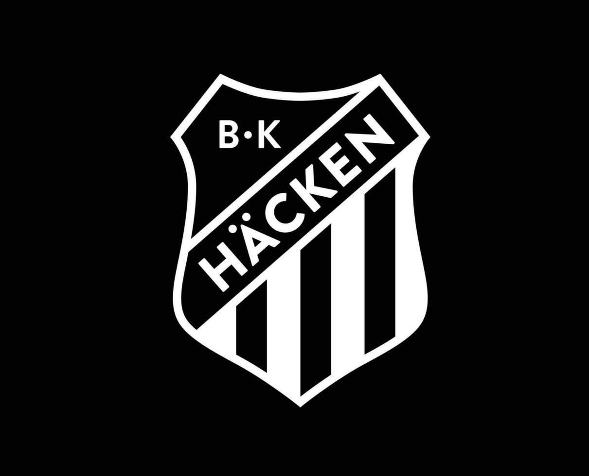 BK Hacken Club Logo Symbol White Sweden League Football Abstract Design Vector Illustration With Black Background