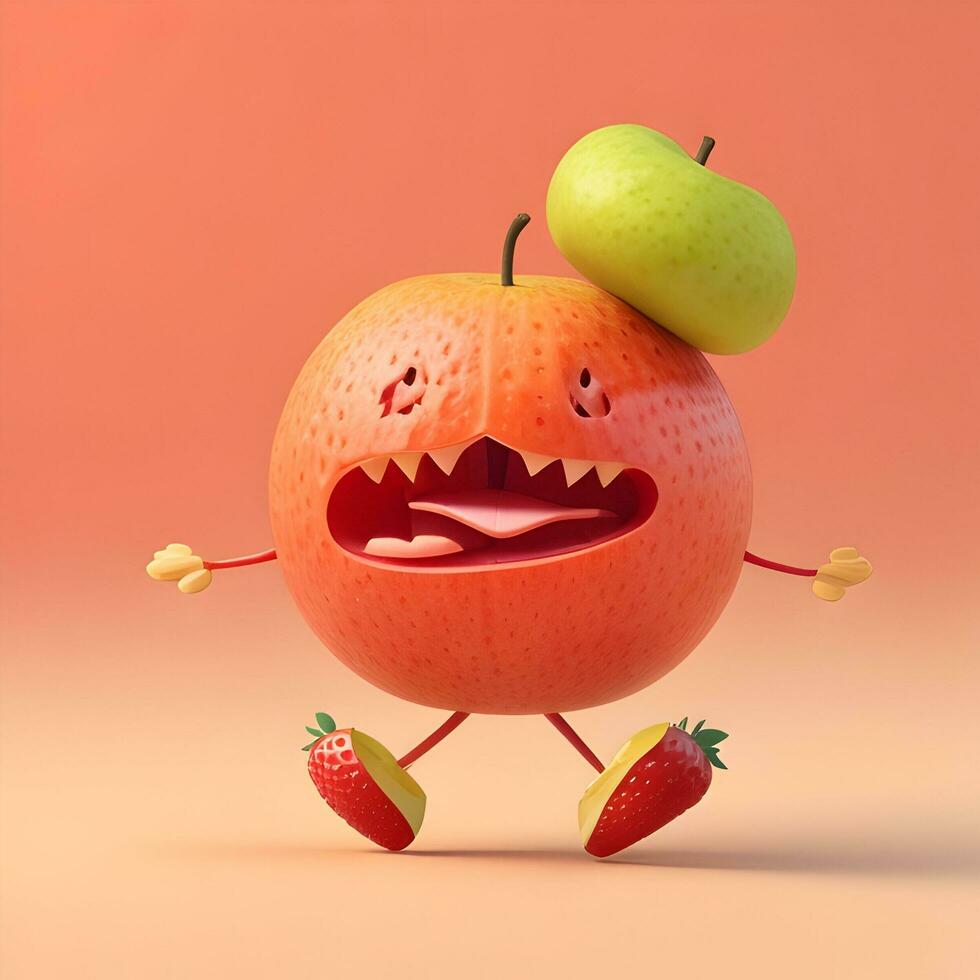 3D character that is a walking, talking piece of fruit with a witty sense of humor. photo
