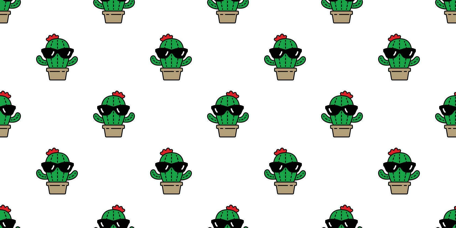 cactus seamless pattern vector Desert botanica flower garden plant scarf isolated sunglasses repeat wallpaper tile background cartoon doodle illustration design