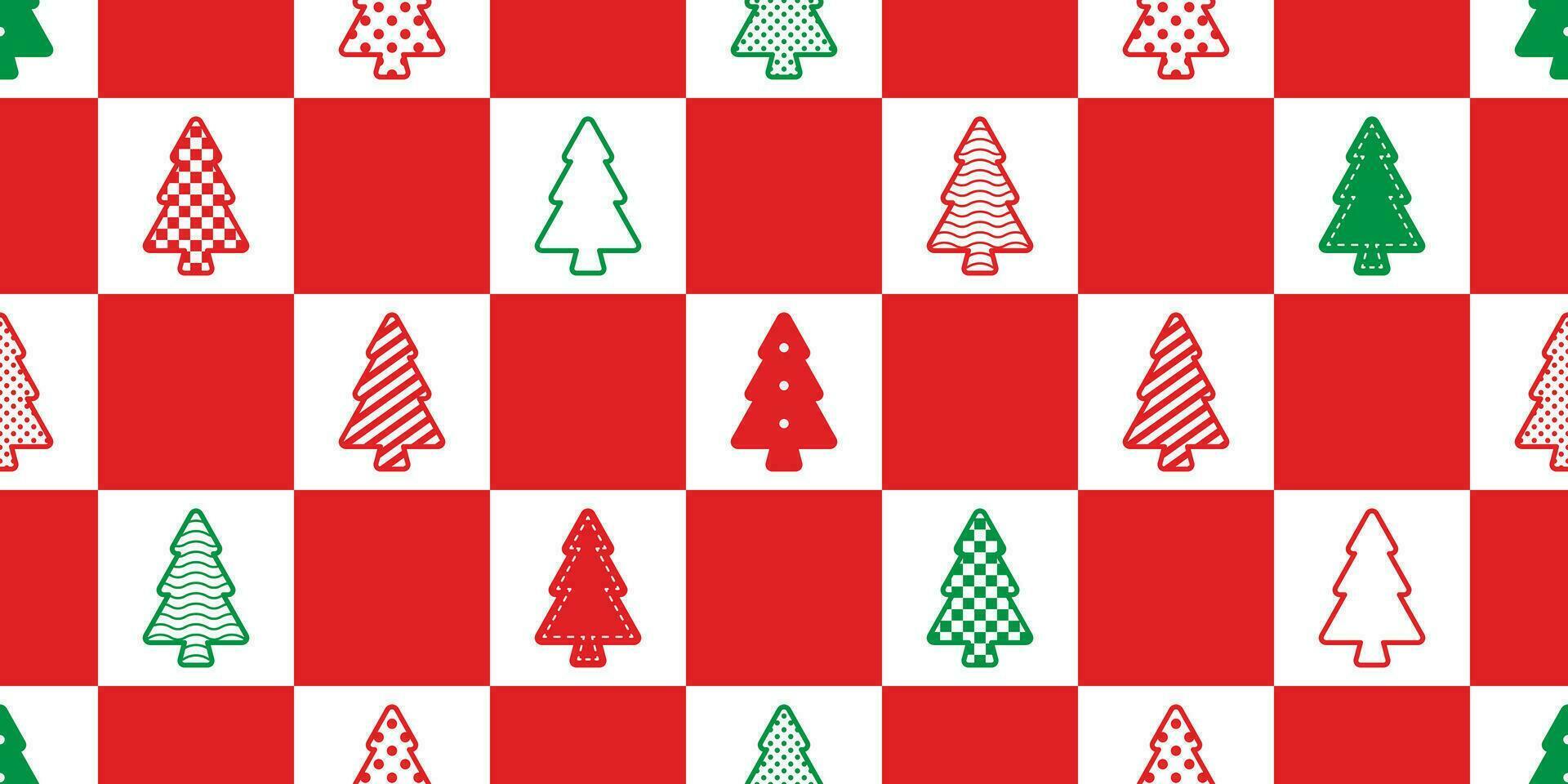 christmas tree seamless pattern vector checked polka dot striped heart wood forest scarf isolated cartoon tile wallpaper repeat background doodle illustration design