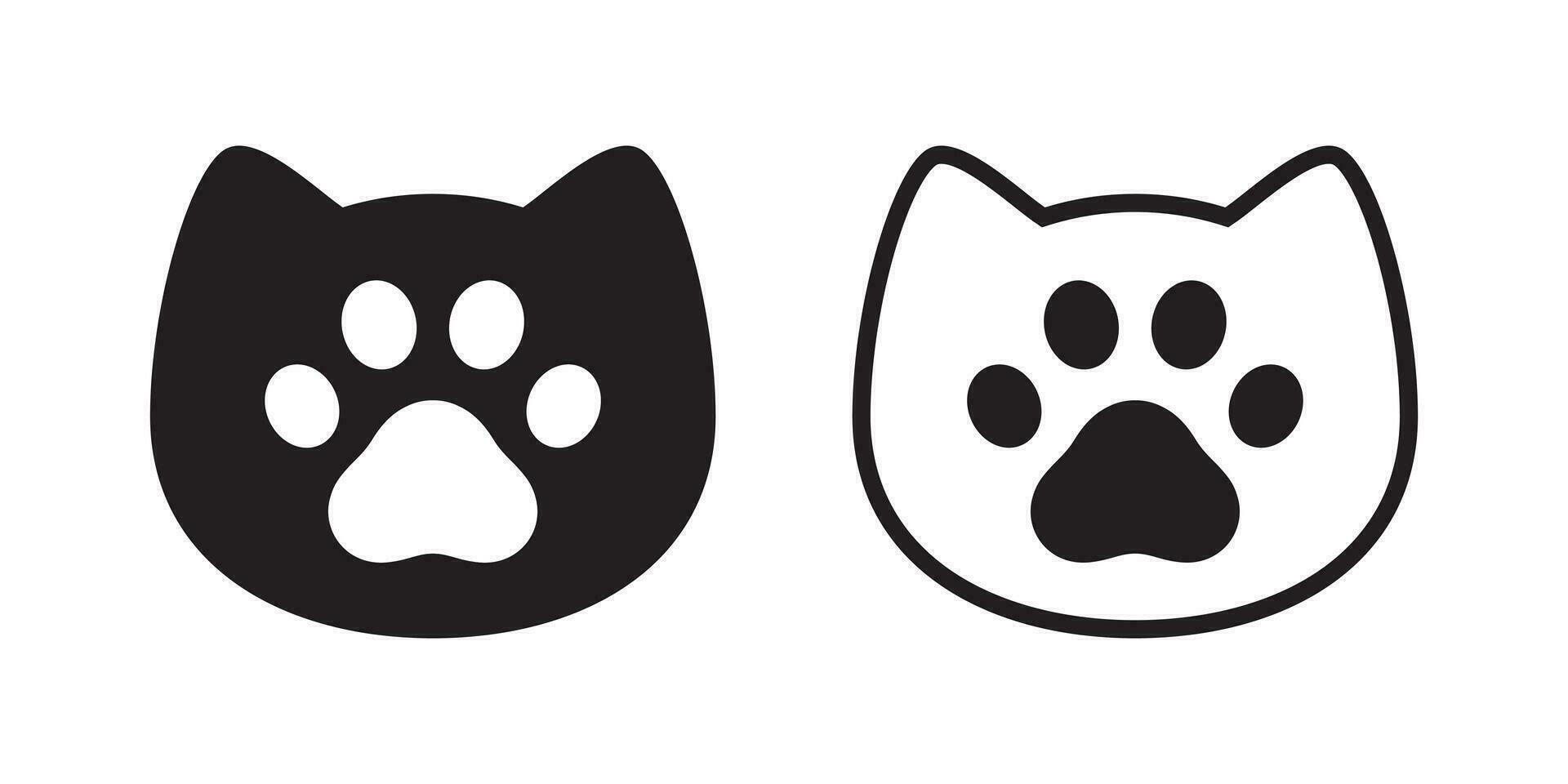 cat vector paw icon footprint kitten head icon dog character cartoon illustration doodle design