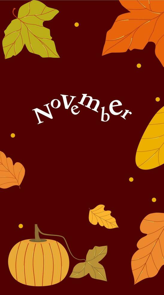 Autumn background layout decorated with leaves of autumn for social media stories, flyer, invitation, promotion, advertising, thanksgiving day, greeting card with copy space for text. vector