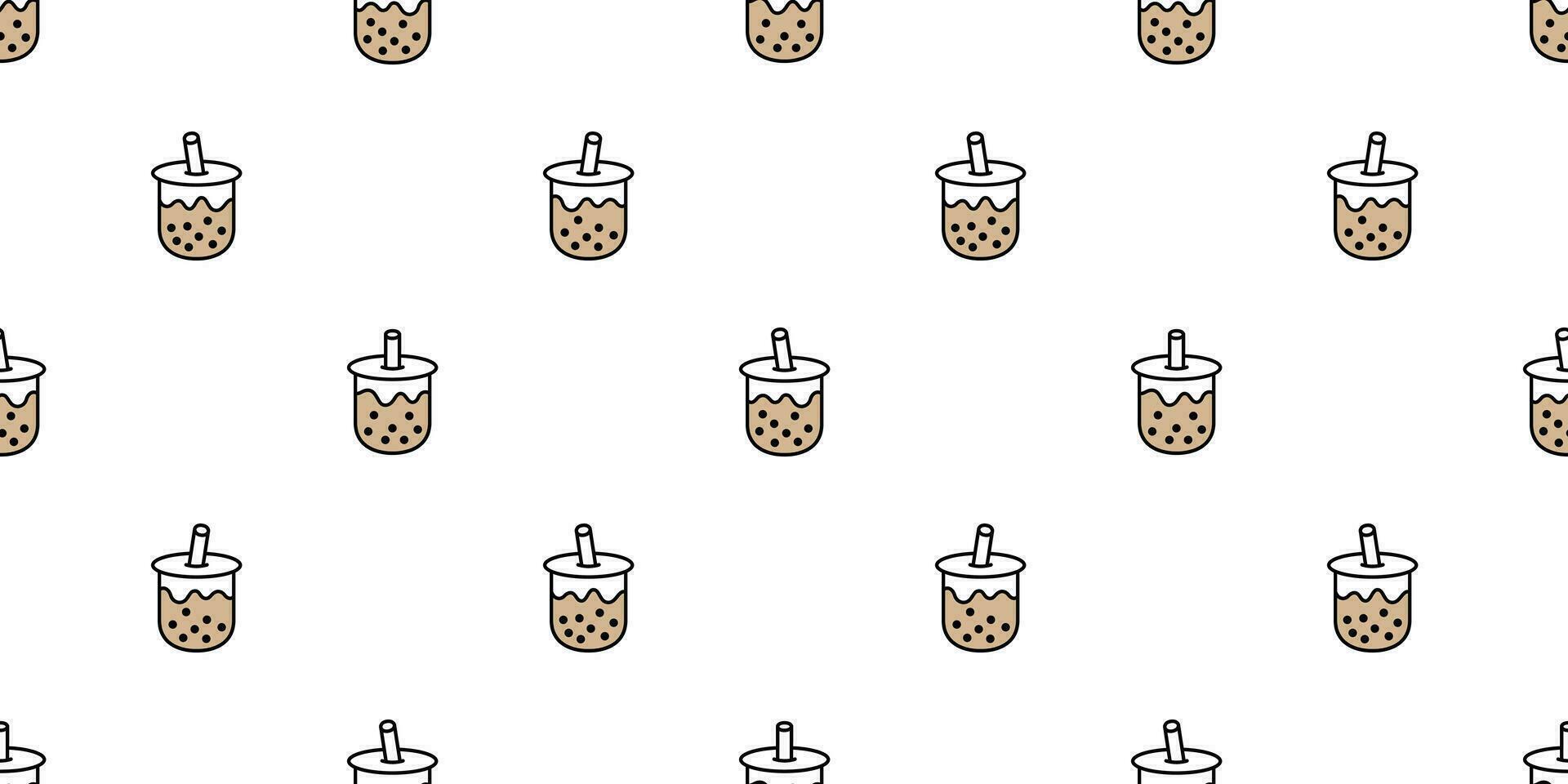 boba té sin costura modelo vector burbuja Leche té bufanda aislado repetir fondo de pantalla loseta antecedentes ilustración garabatear diseño