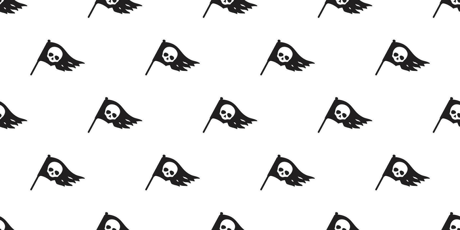 skull pirate flag seamless pattern Halloween vector symbol bone ghost scarf isolated tile background repeat wallpaper cartoon doodle illustration design