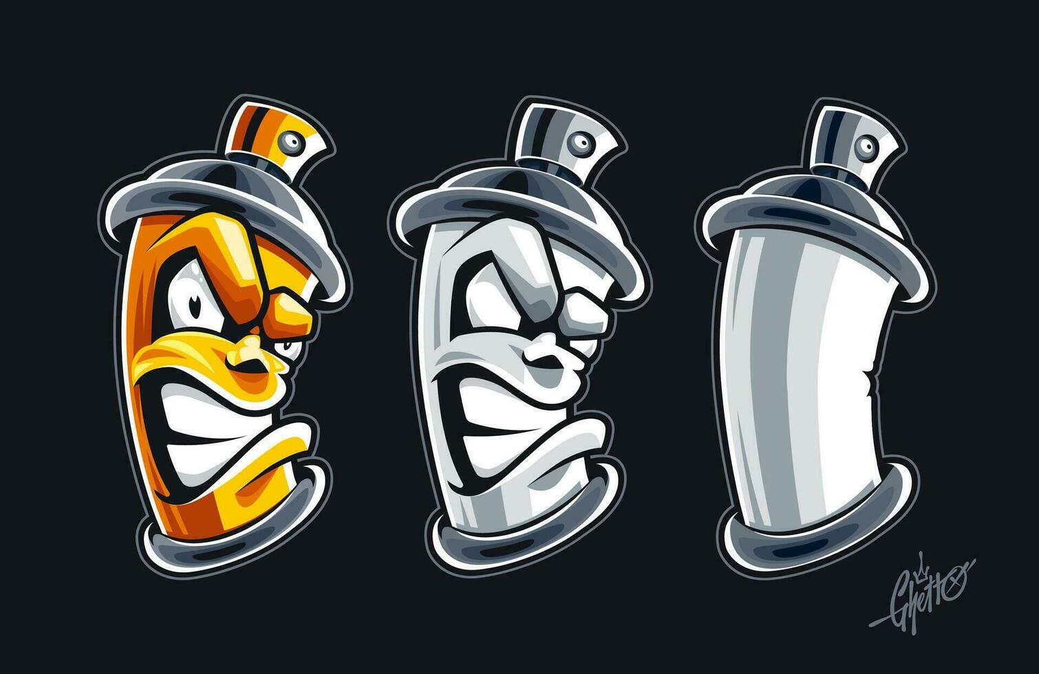 Graffiti Spray Cans Vector Art