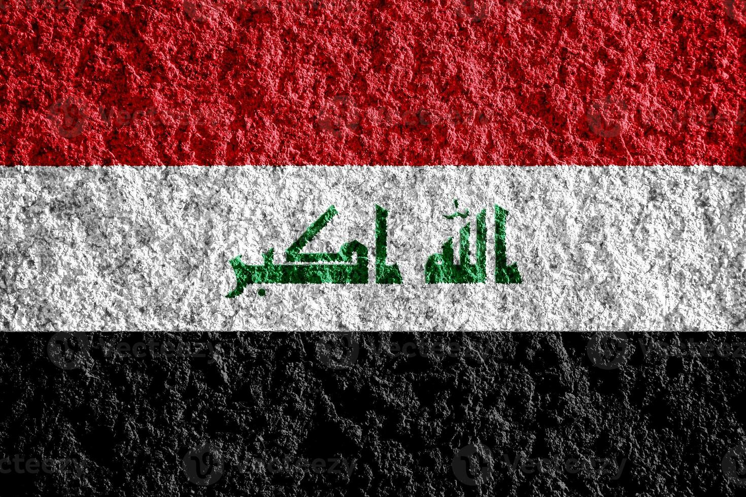 Flag of Republic of Iraq on a textured background. Concept collage. photo