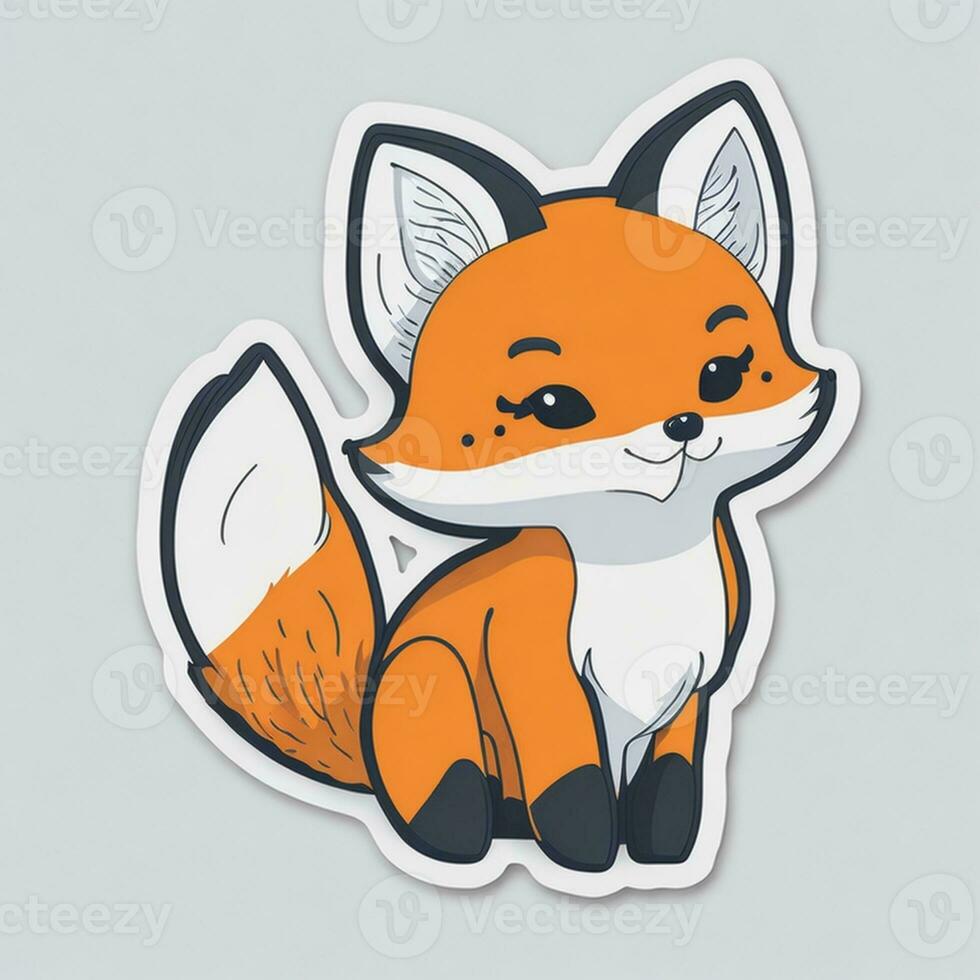 Cute cartoon fox. funny animal isolated on white background. photo