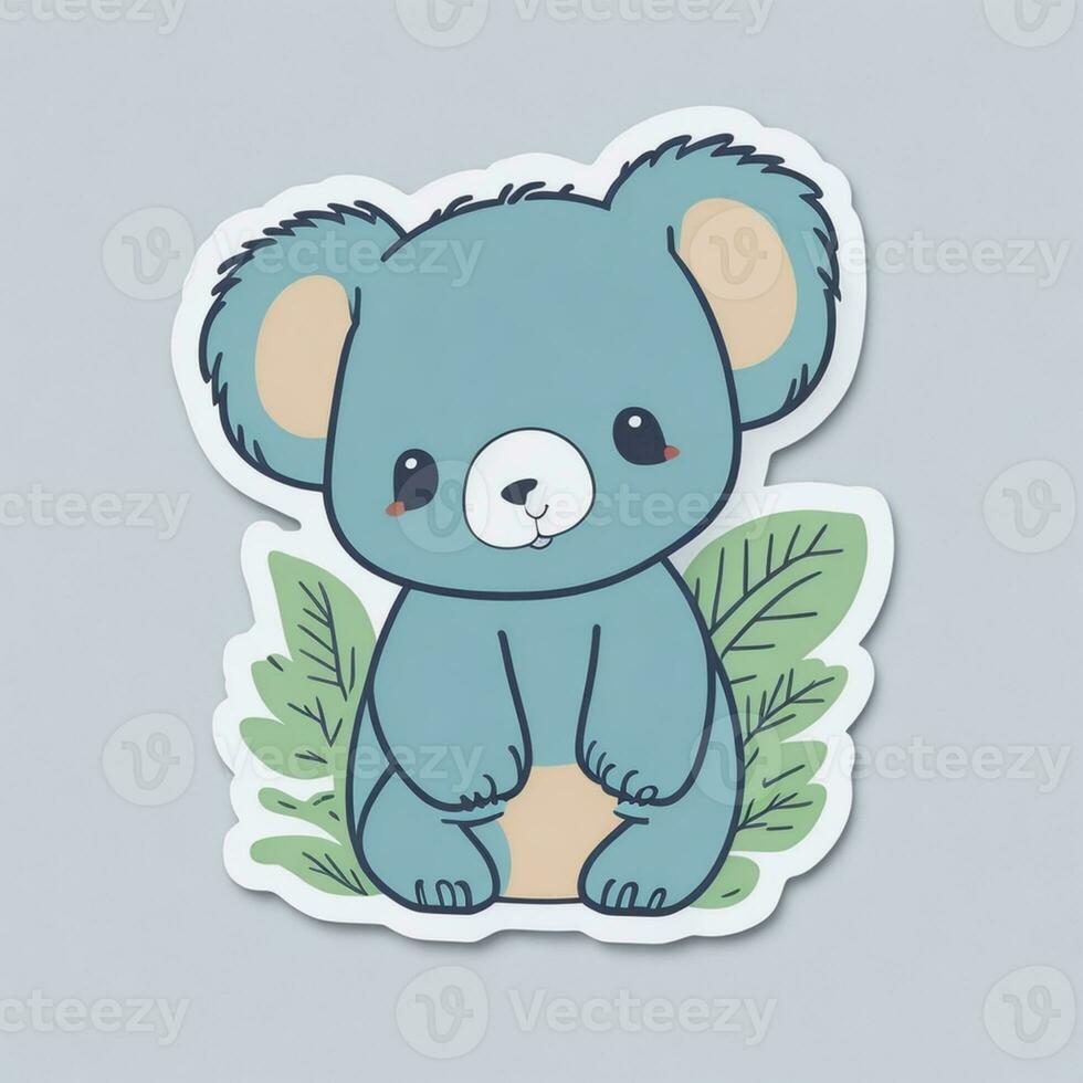 Adorable Koala in cartoon, doodle style. Set, Lovely Australian Animals logo Characters. photo