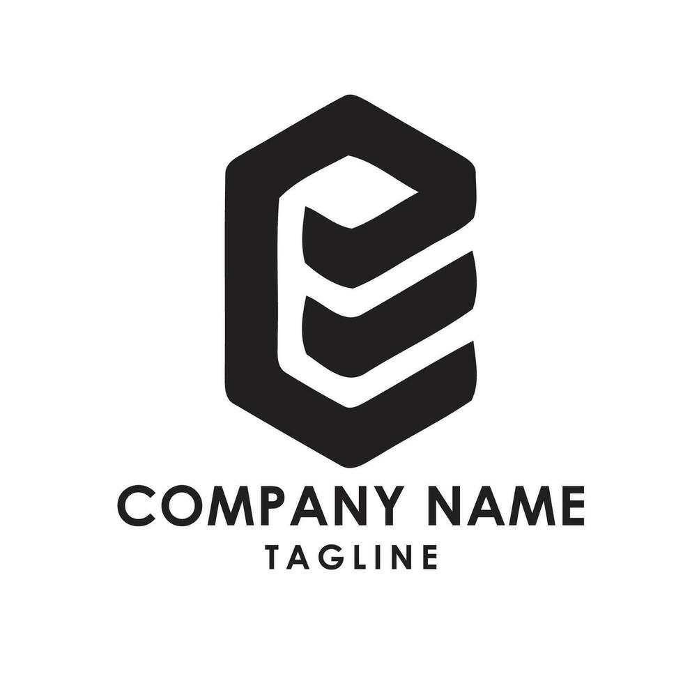 e typography logo design vector