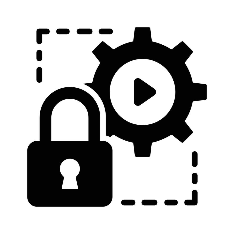Risk management security icon, with gear and padlock, setting icon vector