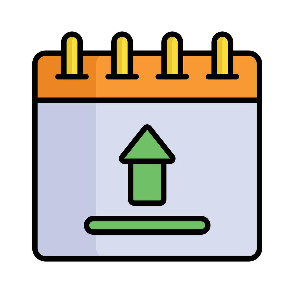 Upwards arrow with calendar showing concept icon of upload vector