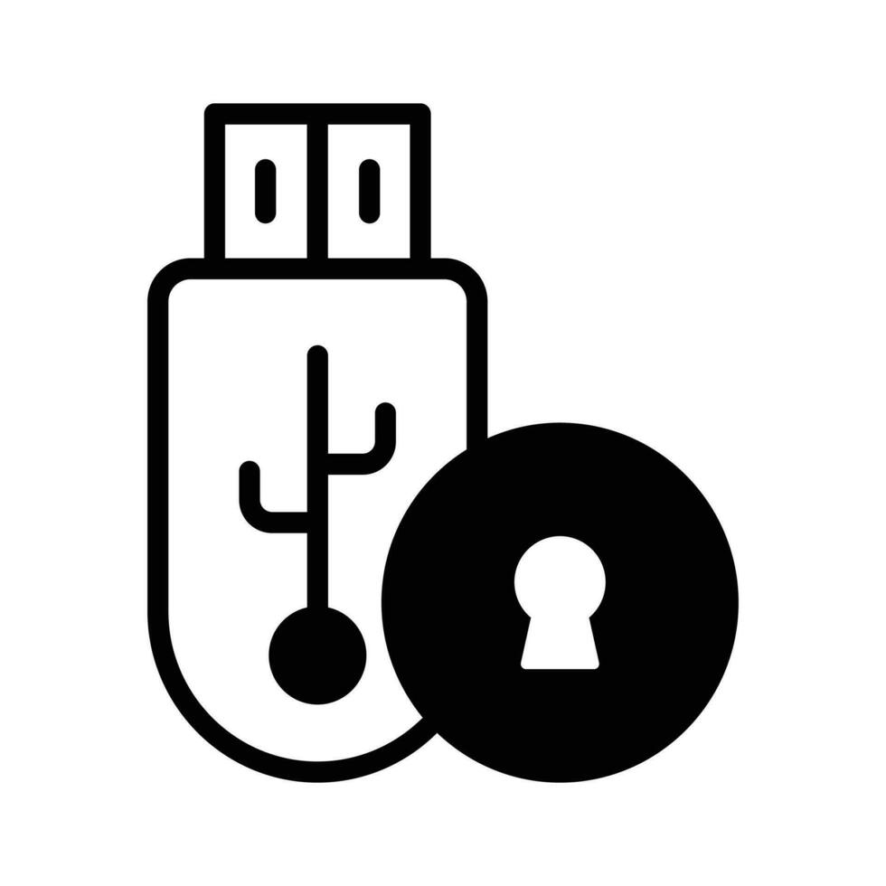 Pen Drive security icon, data protection, locked usb vector