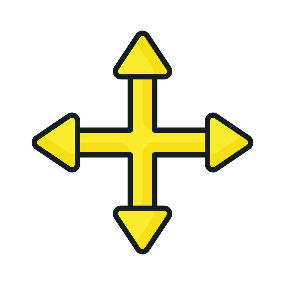 cuatro camino dirección flecha firmar, la carretera firmar dirección icono, vector ilustración