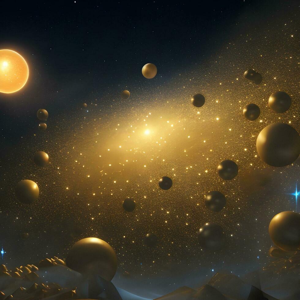 a golden particles background that simulates the appearance of stardust against a night sky photo