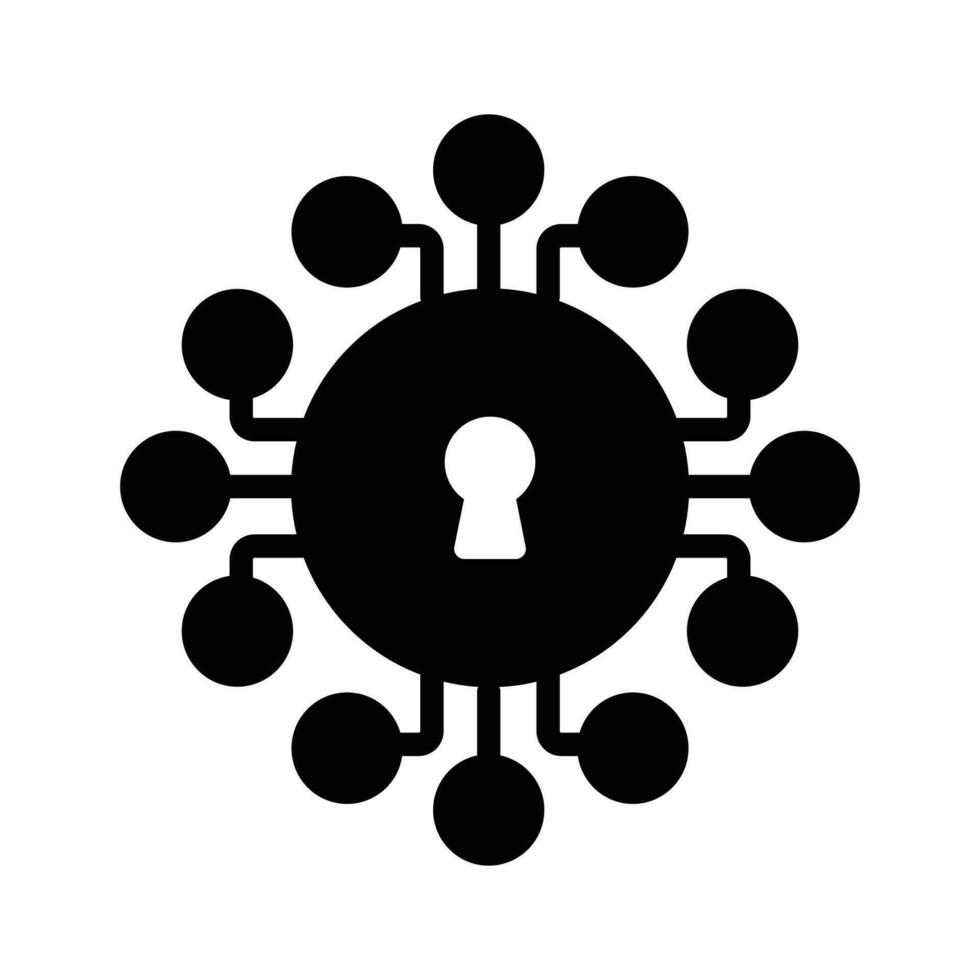 Cyber security icon with network nodes, symbolizing cyber security concept vector