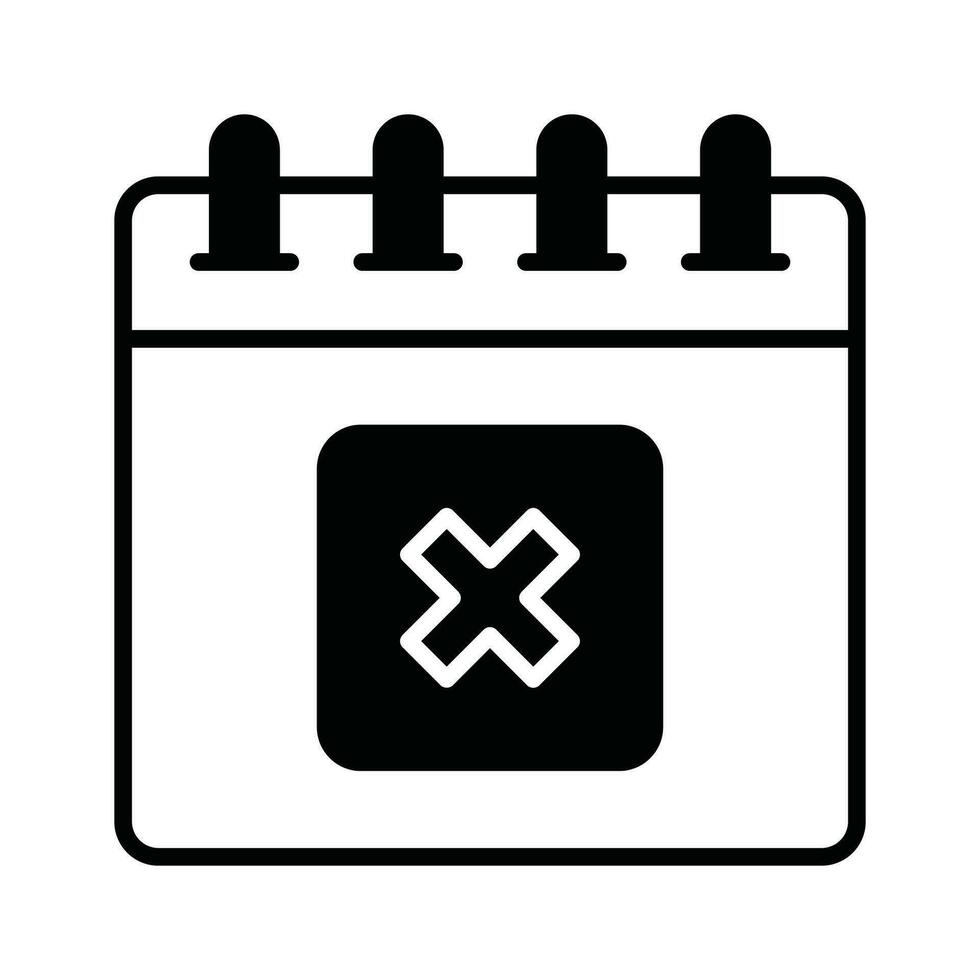 Cross symbol on calendar concept vector of reject calendar