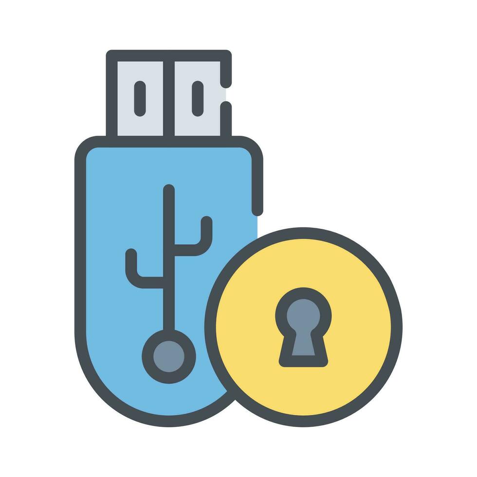 Pen Drive security icon, data protection, locked usb vector