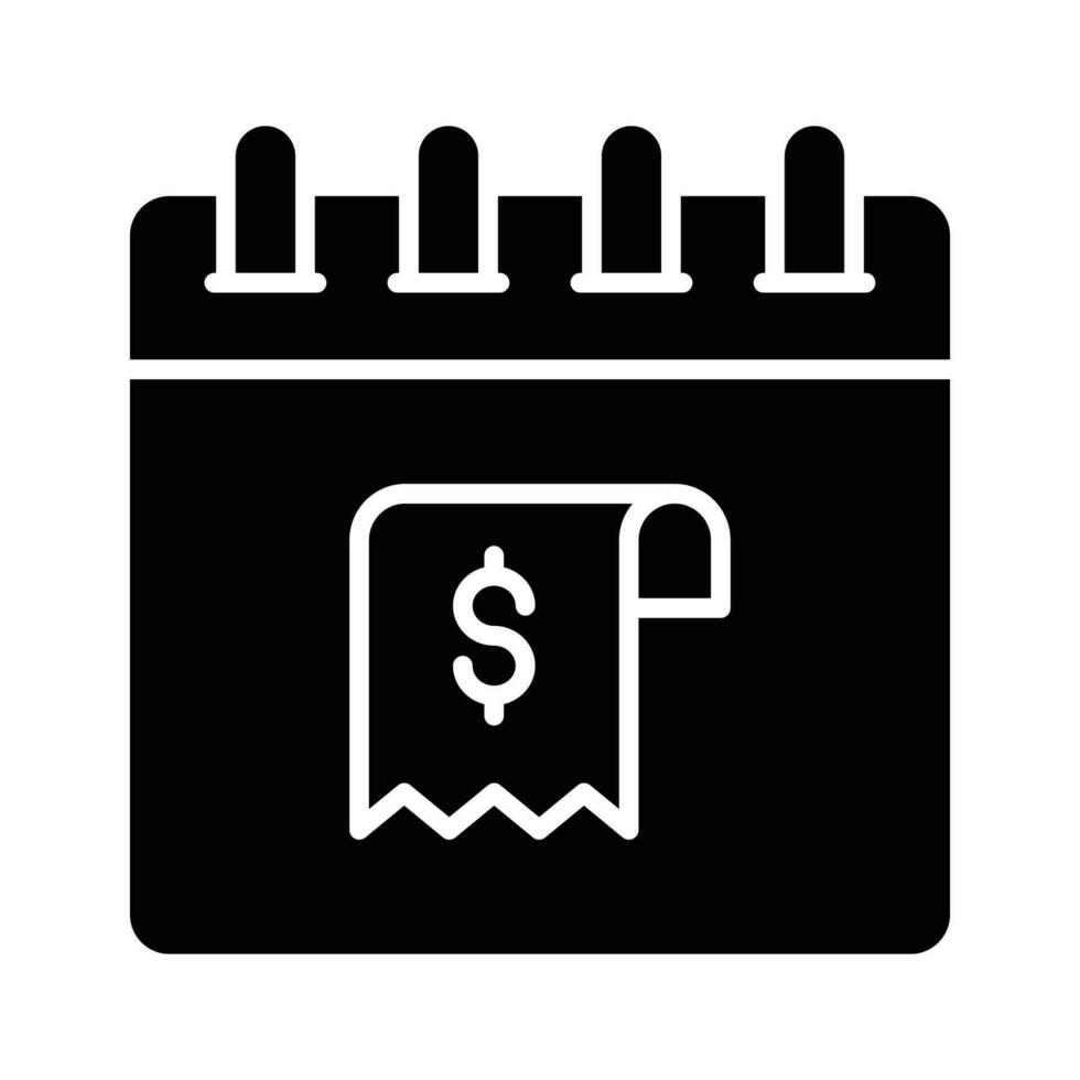 Receipt on calendar denoting concept icon of bill paying, ready to use vector