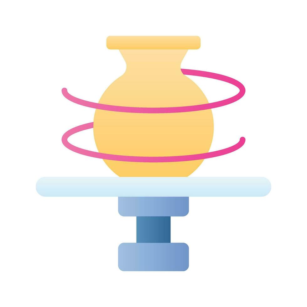 Clay crafting vector design in modern style, making pottery with rotary technique