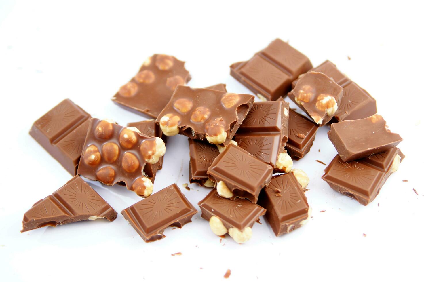 a bar of dark chocolate is shown on a white background photo