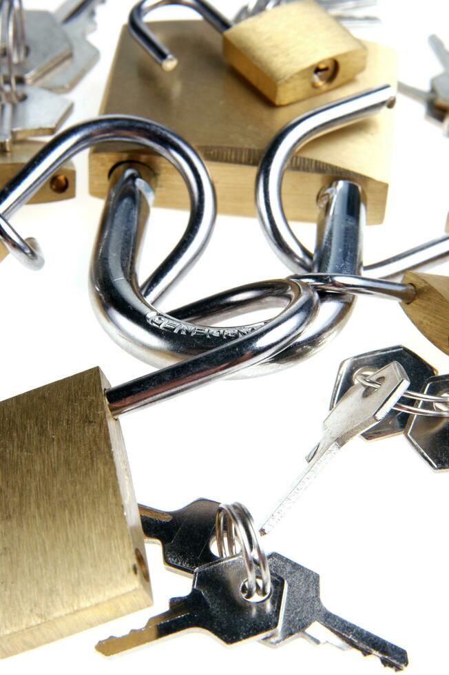 a lock with several locks and keys photo