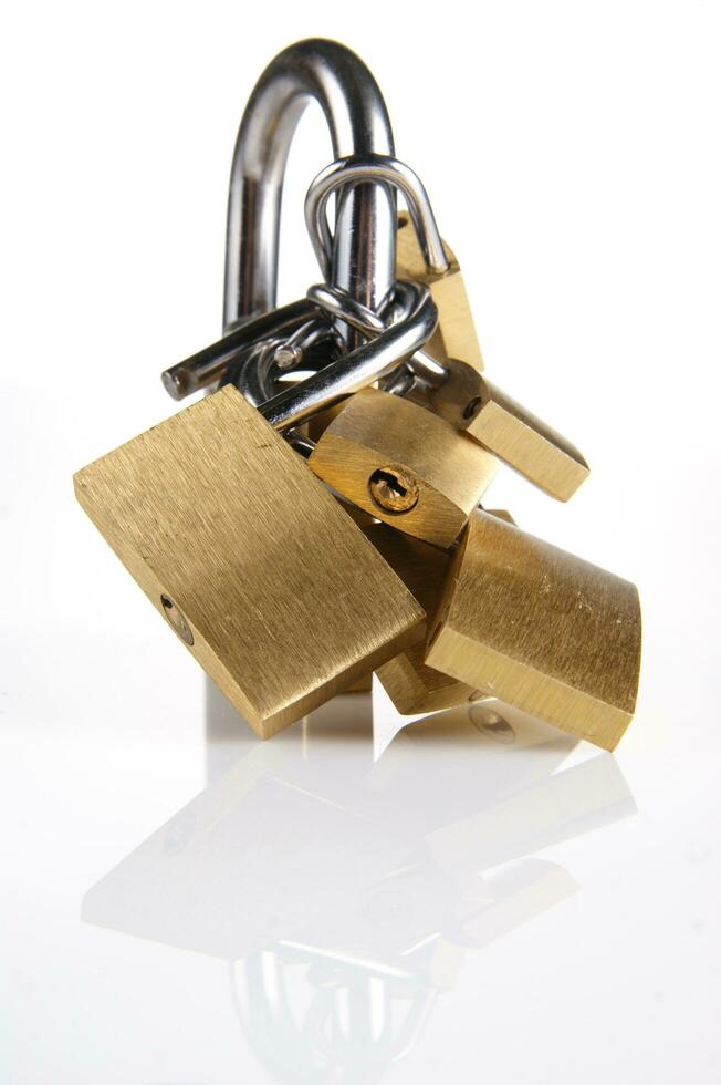 a lock with several locks and keys photo