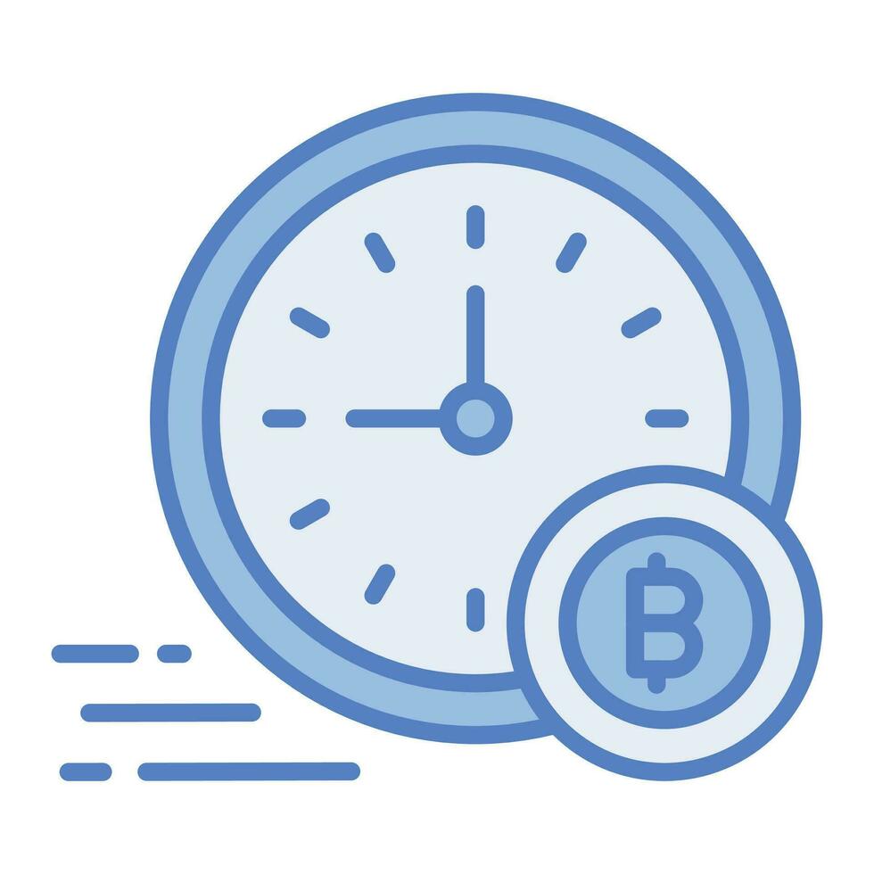 Clock with cryptocurrency coin, amazing icon of time is money vector