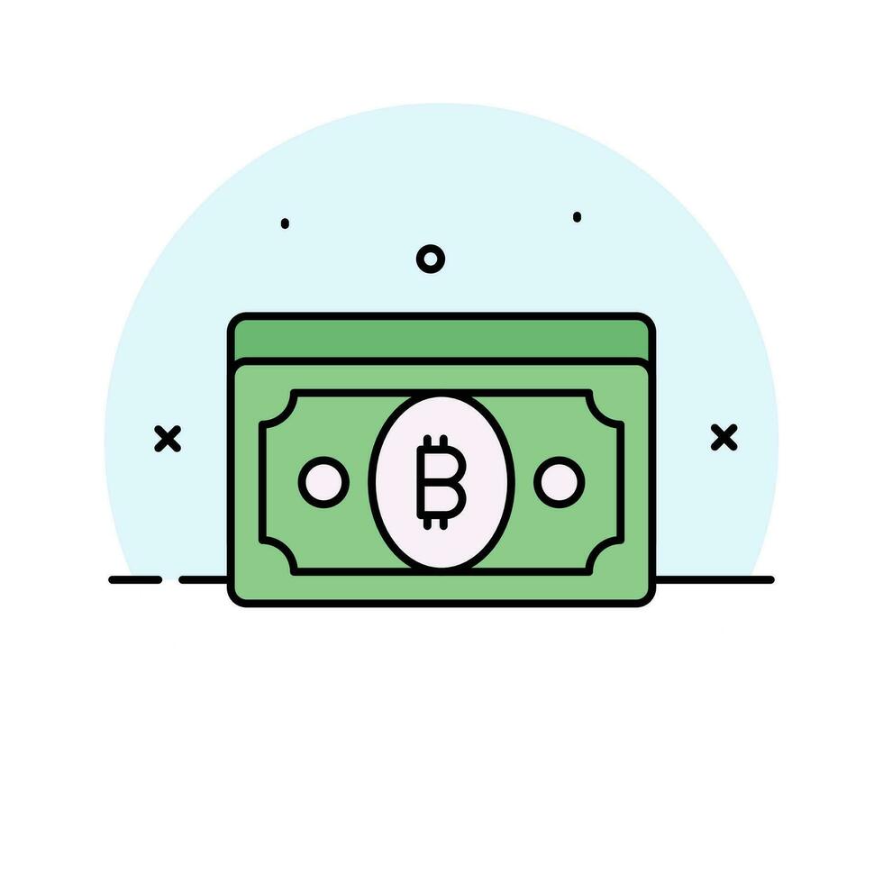 cheque esta hermosa icono de bitcoin billete de banco, papel divisa, criptomoneda vector
