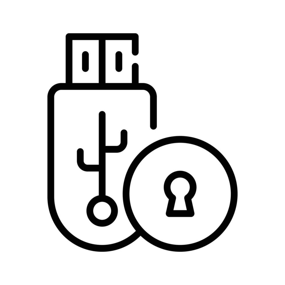 Pen Drive security icon, data protection, locked usb vector