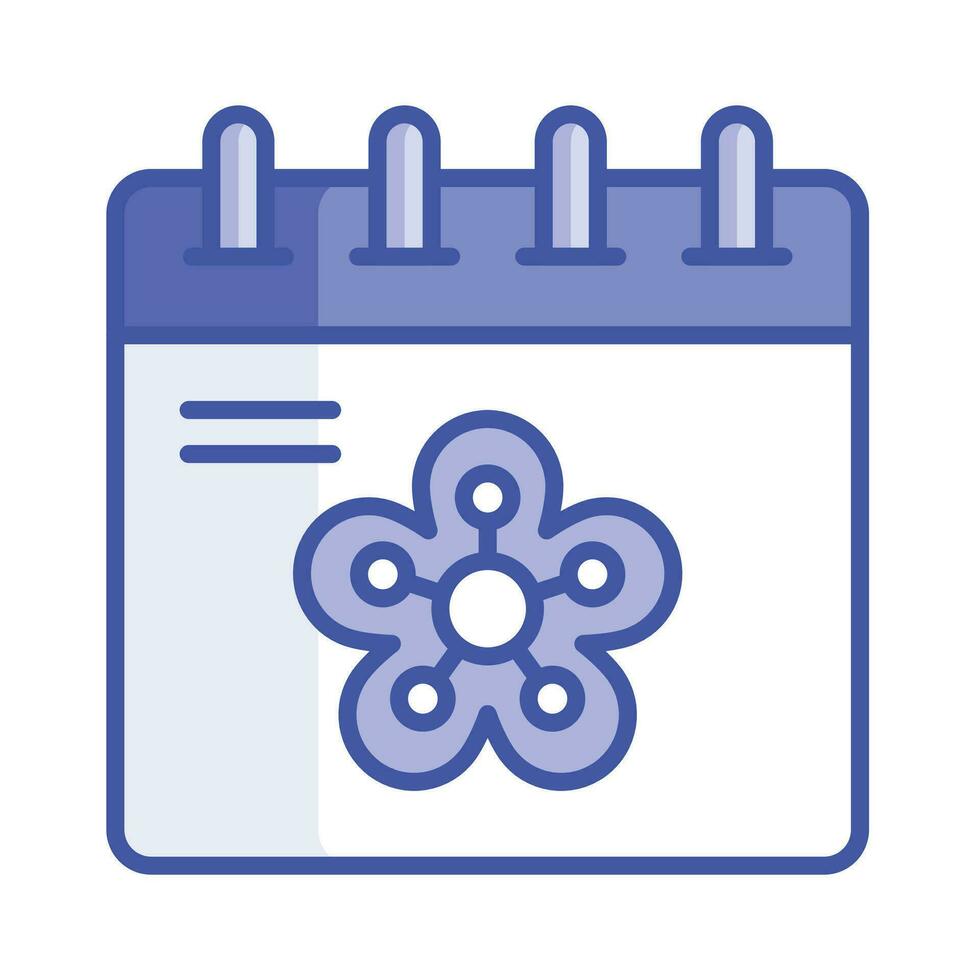 Flower on calendar denoting concept vector of spring calendar in editable style