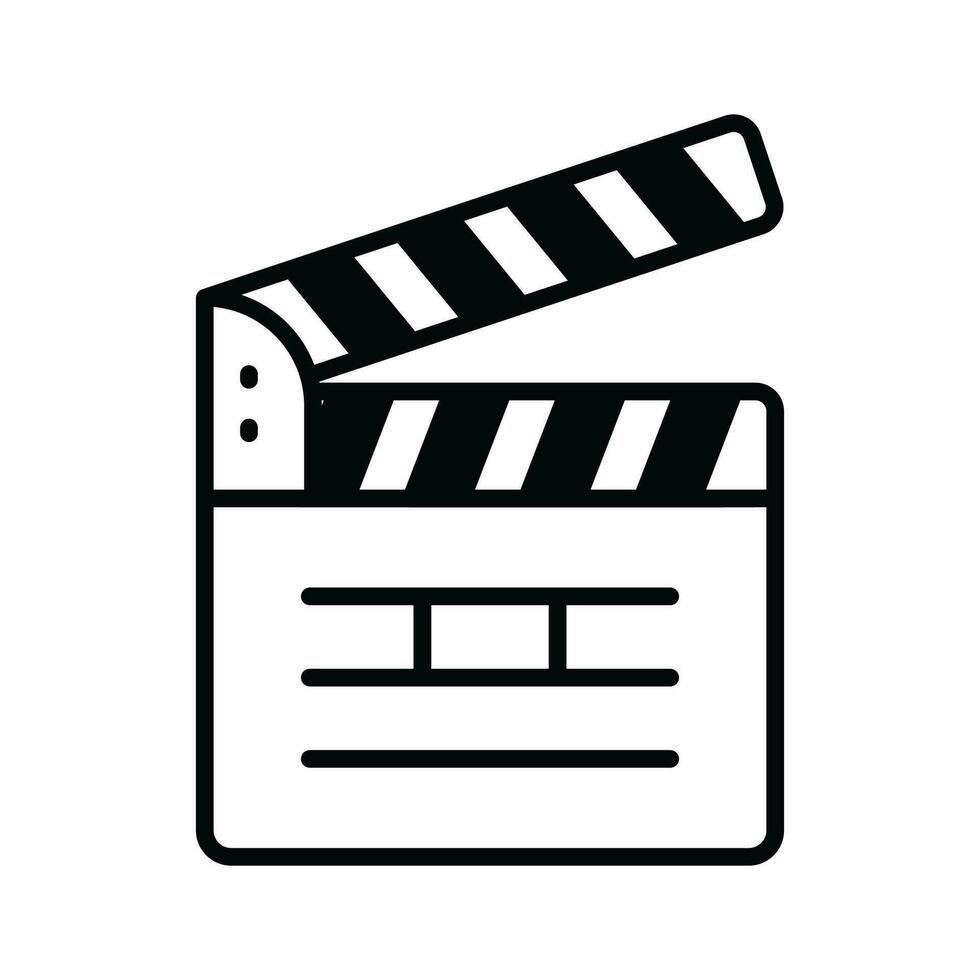 Movie clapper board, filmmaking device icon in modern style, ready to use vector