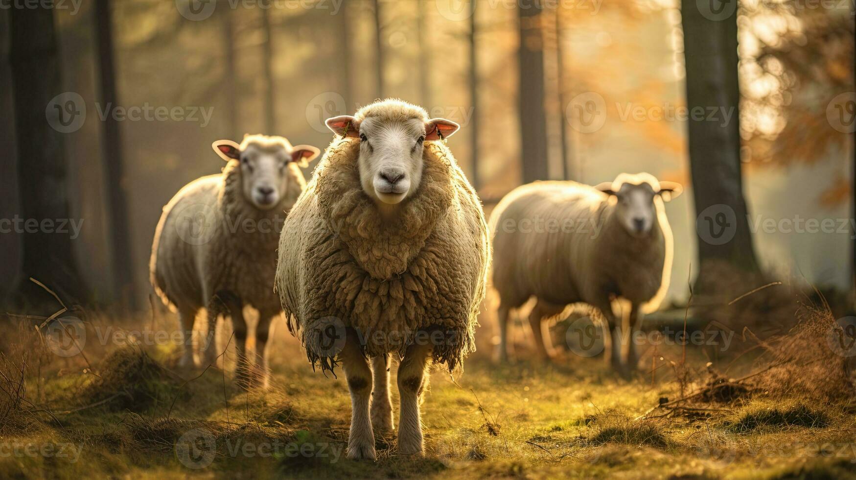 Portrait woolly sheep in the farm AI Generative photo