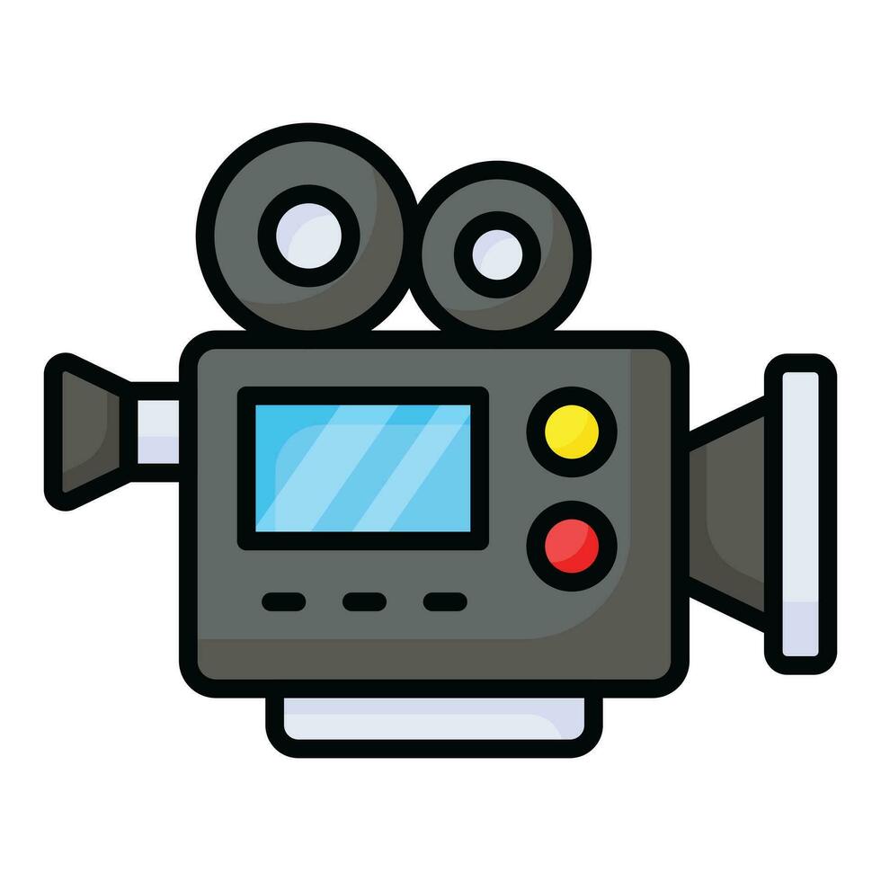 Retro film camera vector design in trendy style, professional video camera design