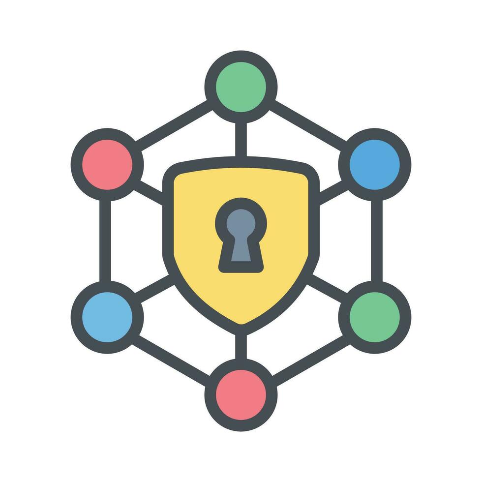 A beautiful vector of network security with key lock