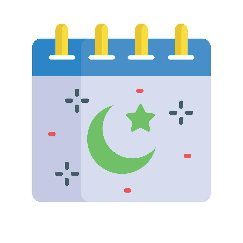 Moon with star on calendar showing concept of ramadan calendar icon vector