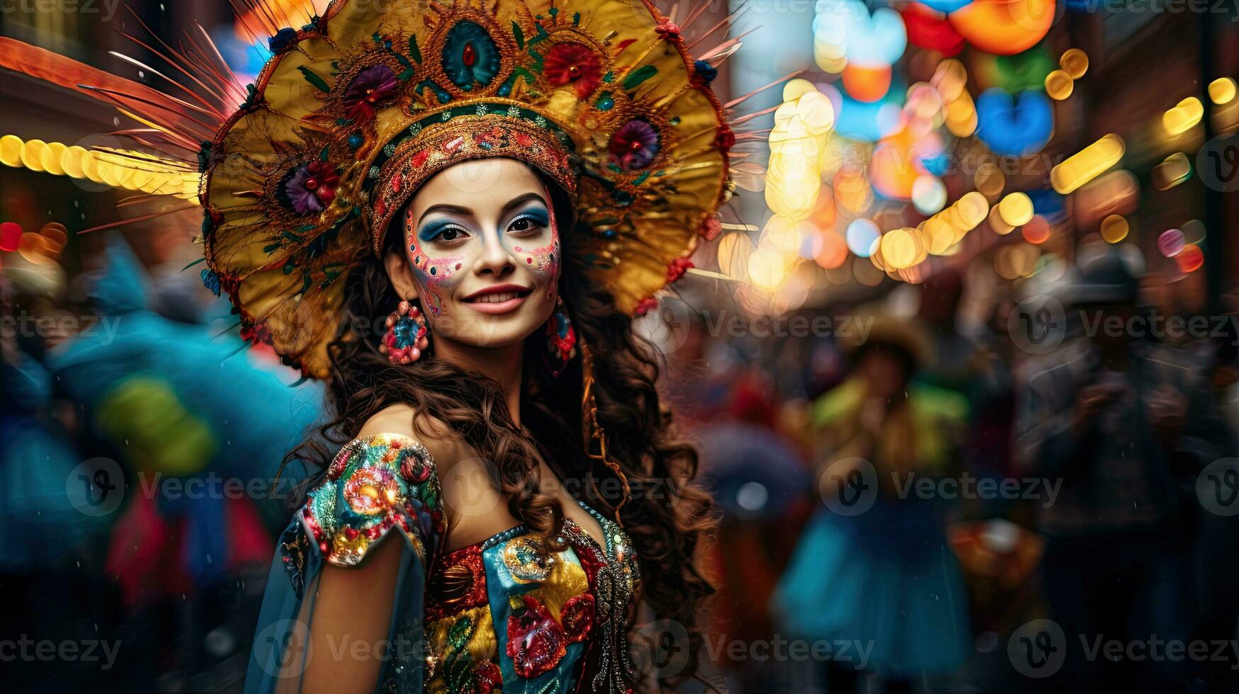 Beautiful woman with costume in the carnival AI Generative photo