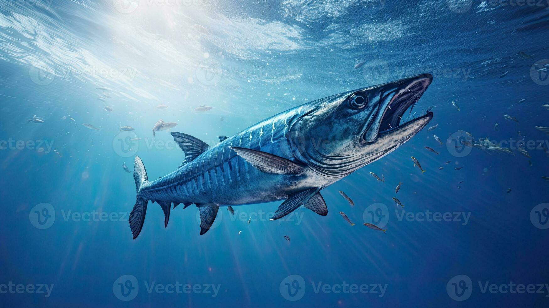 Portrait barracuda fish in the sea AI Generative photo