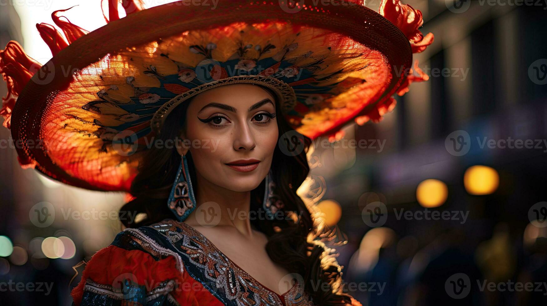 Beautiful woman with costume in the carnival AI Generative photo