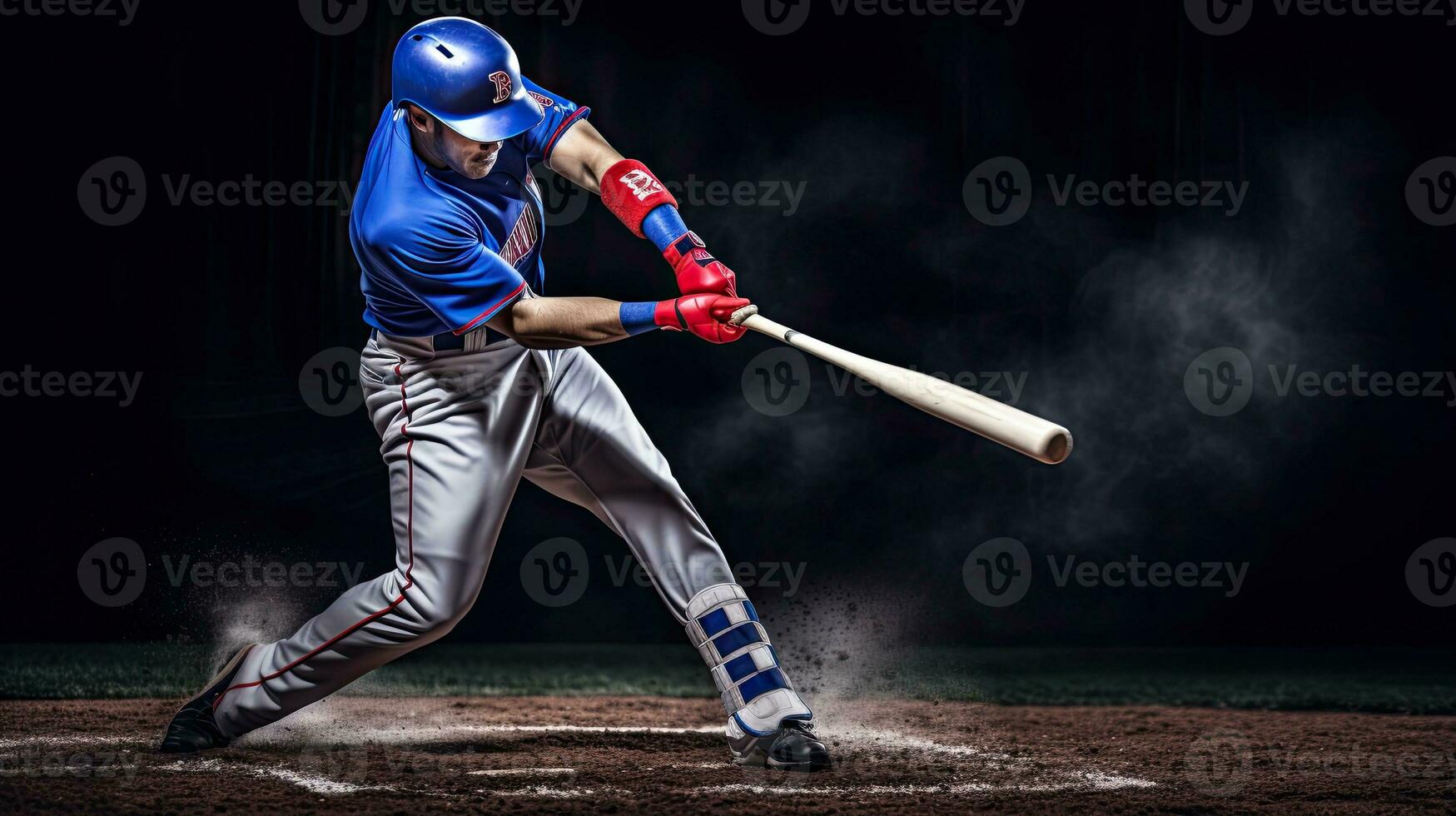 Professional baseball player hitting the ball AI Generative photo