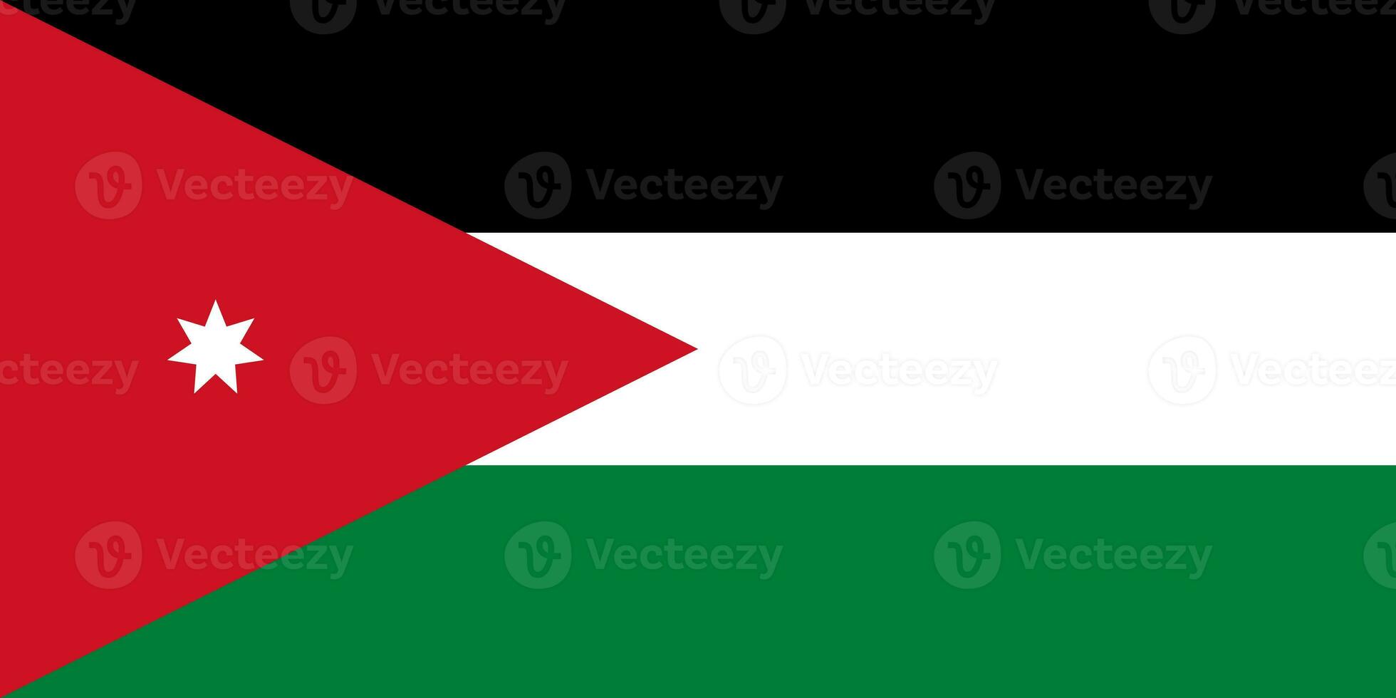The official current flag of Hashemite Kingdom of Jordan. State flag of Jordan. Illustration. photo