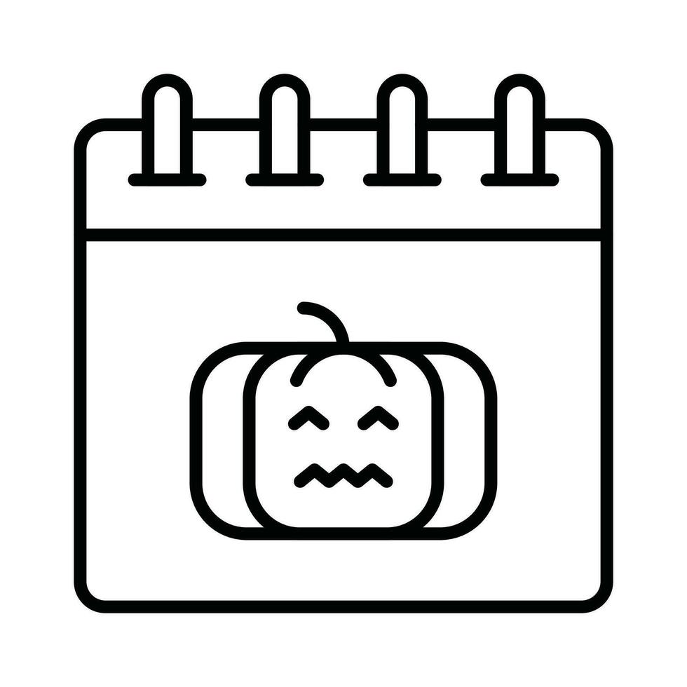 Scary pumpkin on calendar, concept vector design of halloween calendar